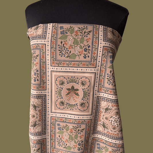Vintage Floral Tiles - Taupe - Japanese Cotton Corduroy