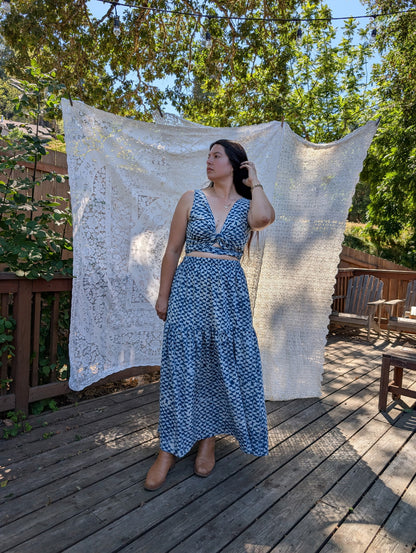 Six Point Star in Indigo -  Indian Block Print on Organic Cotton