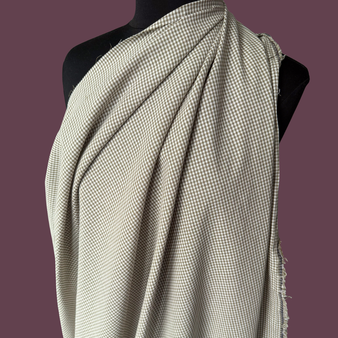 Mini Gingham Yarn Dyed Cotton - Warm Olive