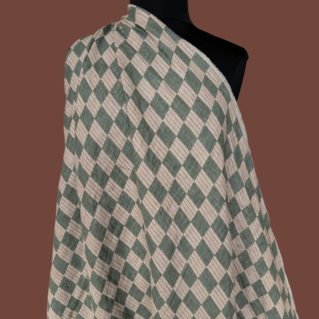 Checker Double Cloth Linen in Sage – Fluid + Drape