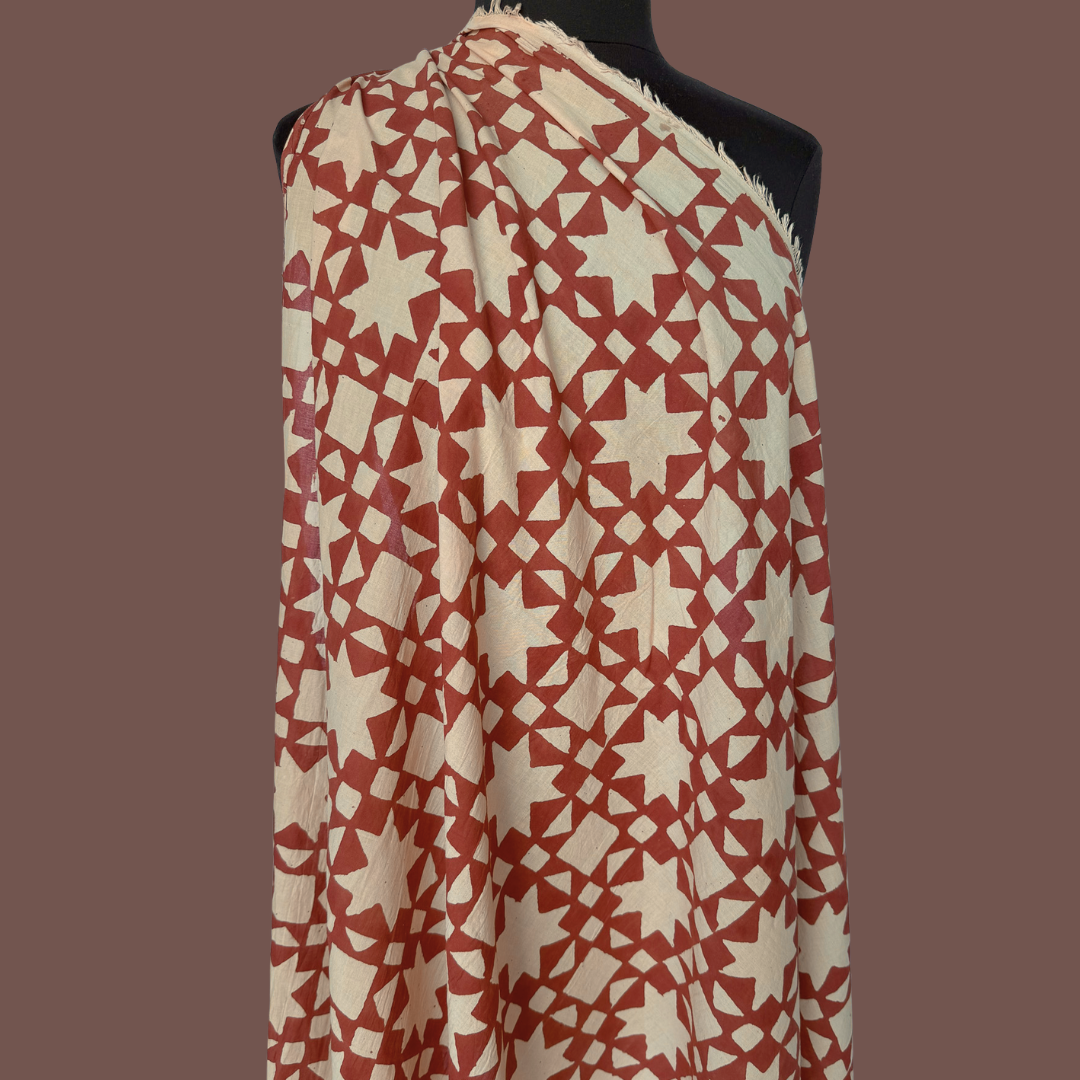North Star in Rust - Mud Resist Print on Organic Cotton