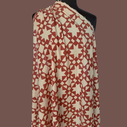 North Star in Rust - Mud Resist Print on Organic Cotton