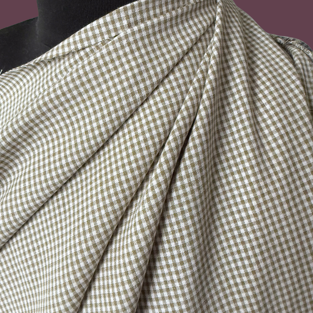 Mini Gingham Yarn Dyed Cotton - Warm Olive