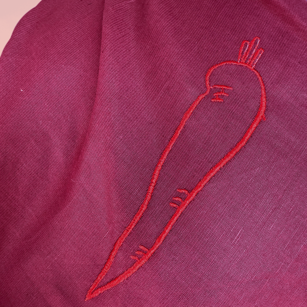 Wild Harvest in Bordeaux - Custom Embroidery on Linen Cotton