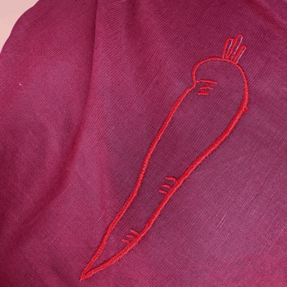 Wild Harvest in Bordeaux - Custom Embroidery on Linen Cotton