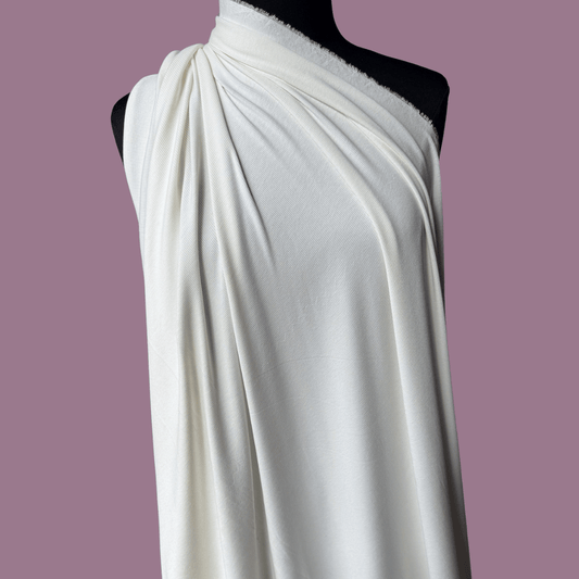 Off White Rayon Spandex Micro Rib - Deadstock