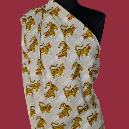Tiger Cubs - Ecru - Japanese Cotton Shirting