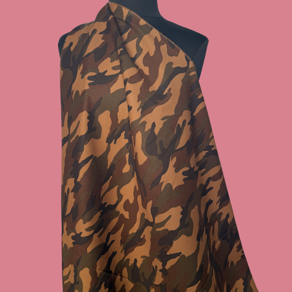 Camo in Coffee - Japanese Cotton Denim