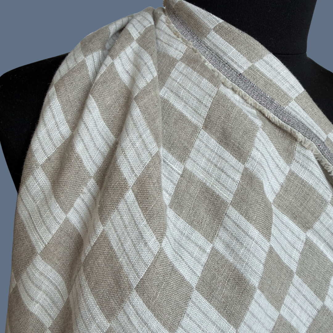 Checker Double Cloth Linen in Ivory