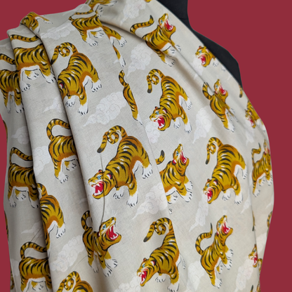 Tiger Cubs - Ecru - Japanese Cotton Shirting