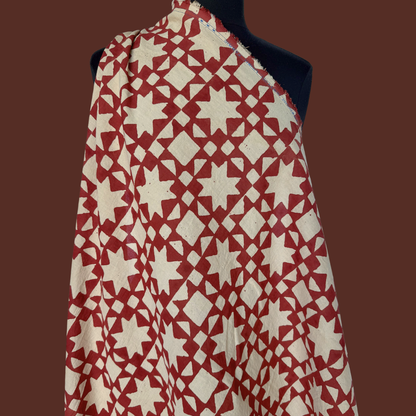 North Star in Rust - Indian Mud Resist Print on Linen Cotton
