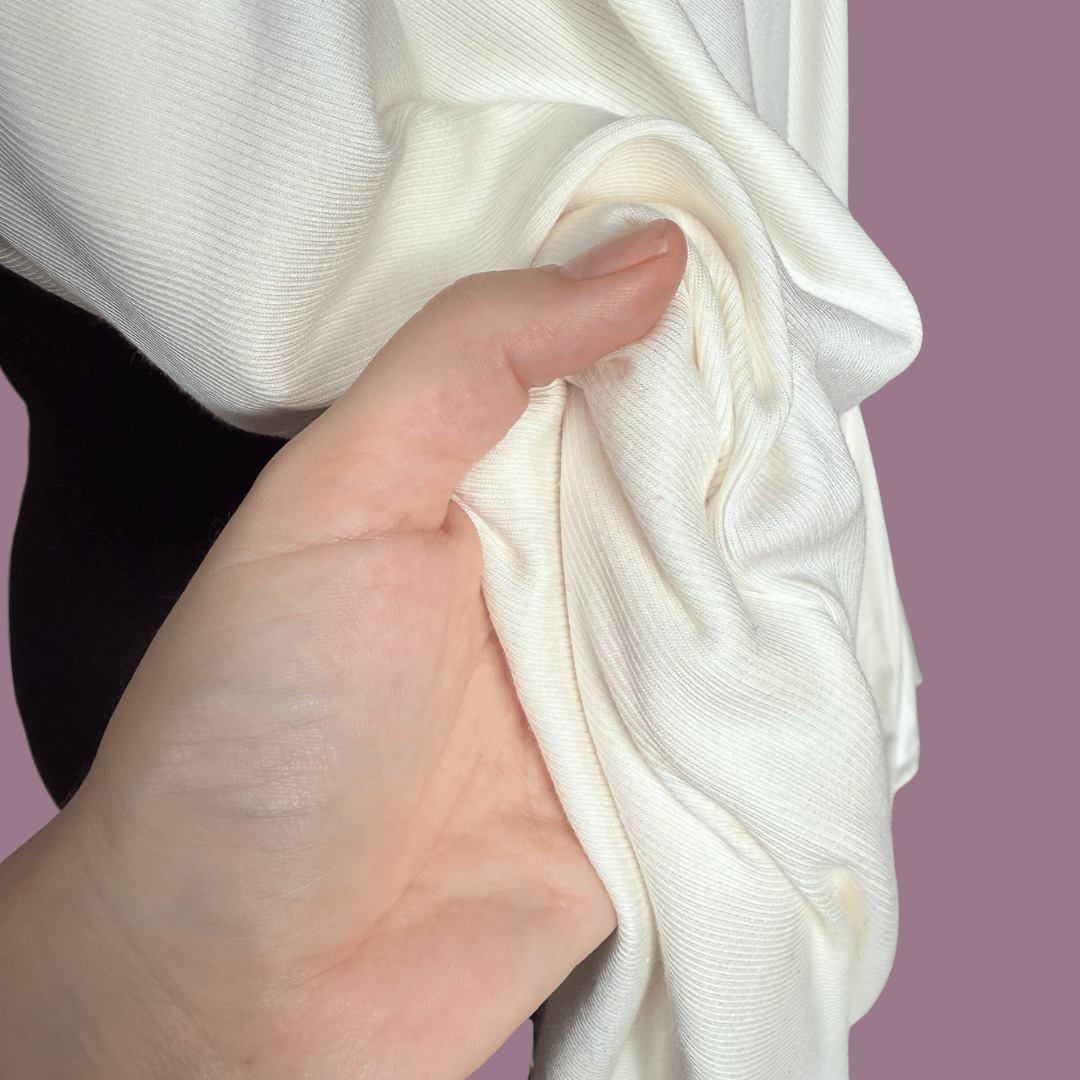 Off White Rayon Spandex Micro Rib - Deadstock