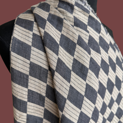 Checker Double Cloth Linen in Charcoal