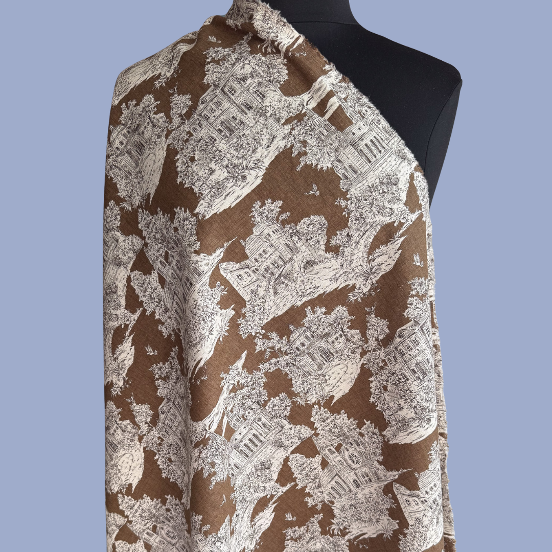 Estate Houses - Cocoa Brown  - Japanese Cotton Linen Canvas