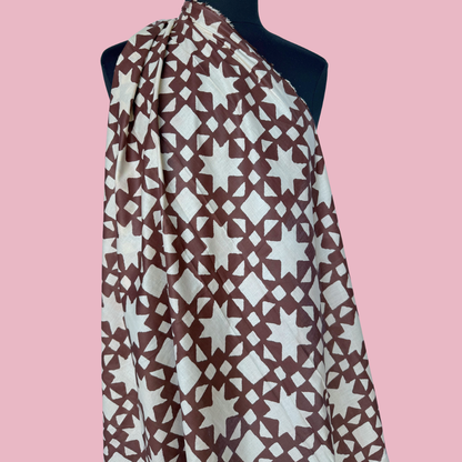 North Star in Brown - Mud Resist Print on Organic Cotton
