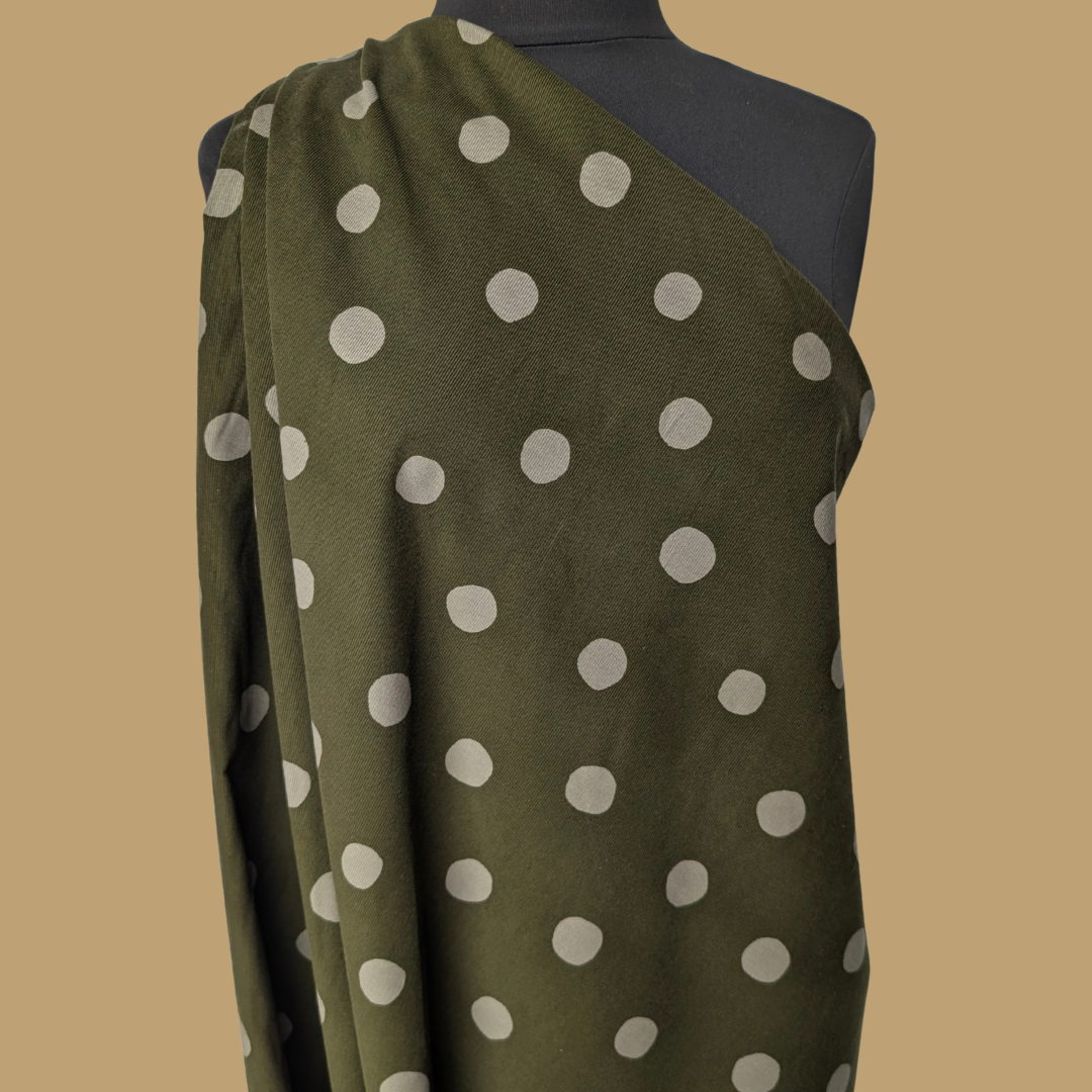 Big Polka Dot on Olive Midweight Corduroy