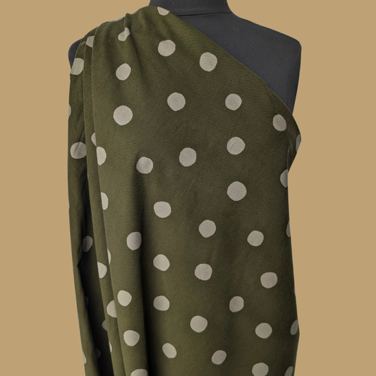 Big Polka Dot on Olive Midweight Corduroy