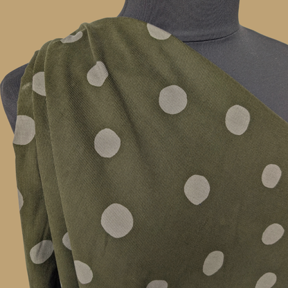 Big Polka Dot on Olive Midweight Corduroy