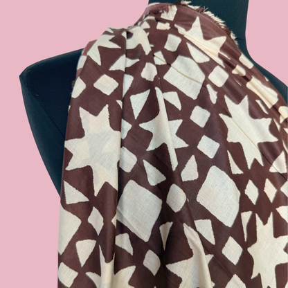 North Star in Brown - Mud Resist Print on Organic Cotton