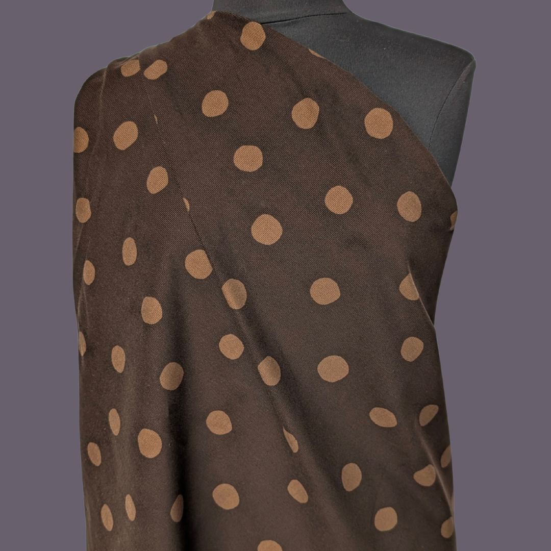 Big Polka Dot on Brown Midweight Corduroy