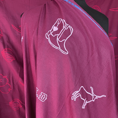 Wild West in Bordeaux - Custom Embroidery on Linen Cotton