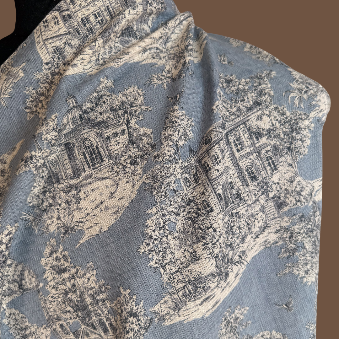 Estate Houses - Pale Blue  - Japanese Cotton Linen Canvas