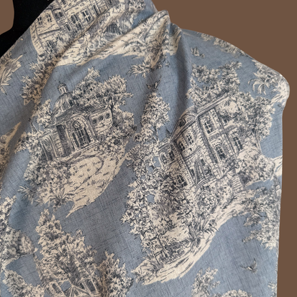 Estate Houses - Pale Blue  - Japanese Cotton Linen Canvas