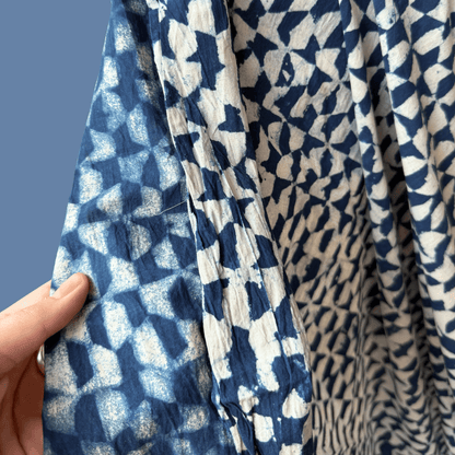 Six Point Star in Indigo -  Indian Block Print on Organic Cotton