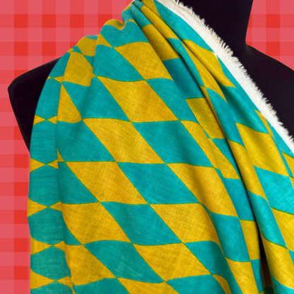 Harlequin in Pistachio Party by Kristy Kay - Linen Rayon