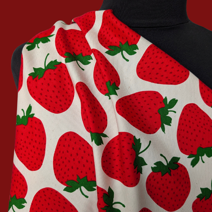 Big Strawberries on Cream Cotton Oxford