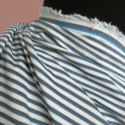 Crisp Cotton Shirting in Narrow Slate Stripe