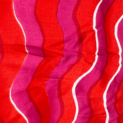 1.5 yard damaged remnant - Heatwaves in Twizzlers- Exclusive Block Print on Silk Modal