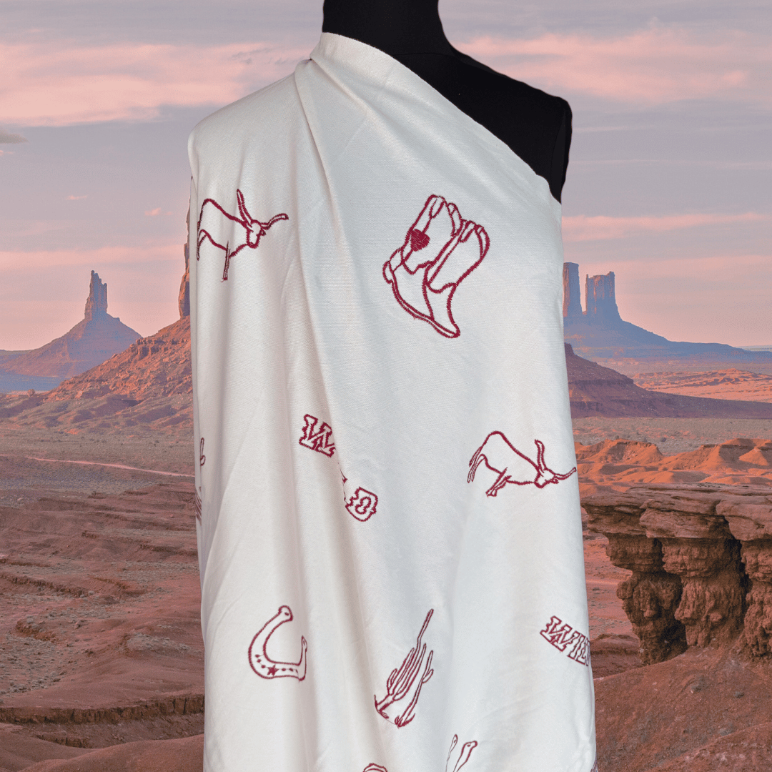 Wild West in Natural - Custom Embroidery on Cotton Canvas