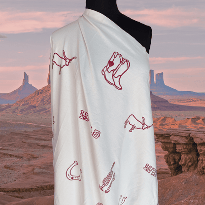 Wild West in Natural - Custom Embroidery on Cotton Canvas