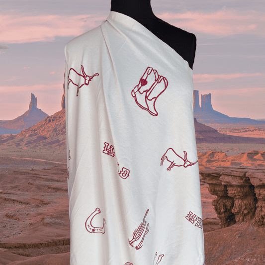 Wild West in Natural - Custom Embroidery on Cotton Canvas