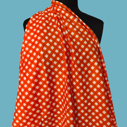 Hot Orange Gingham - Cotton Screen Print