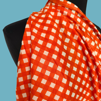 Hot Orange Gingham - Cotton Screen Print