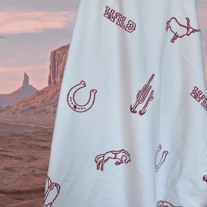 Wild West in Natural - Custom Embroidery on Cotton Canvas
