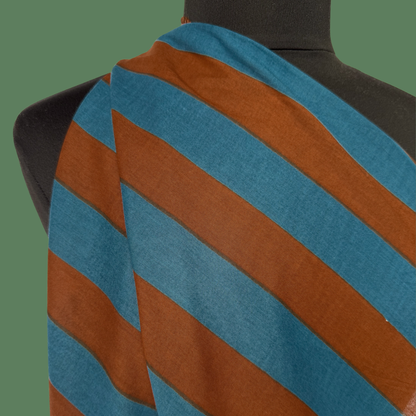 Wide Stripe in Blue/Brown - Screen Print Cotton