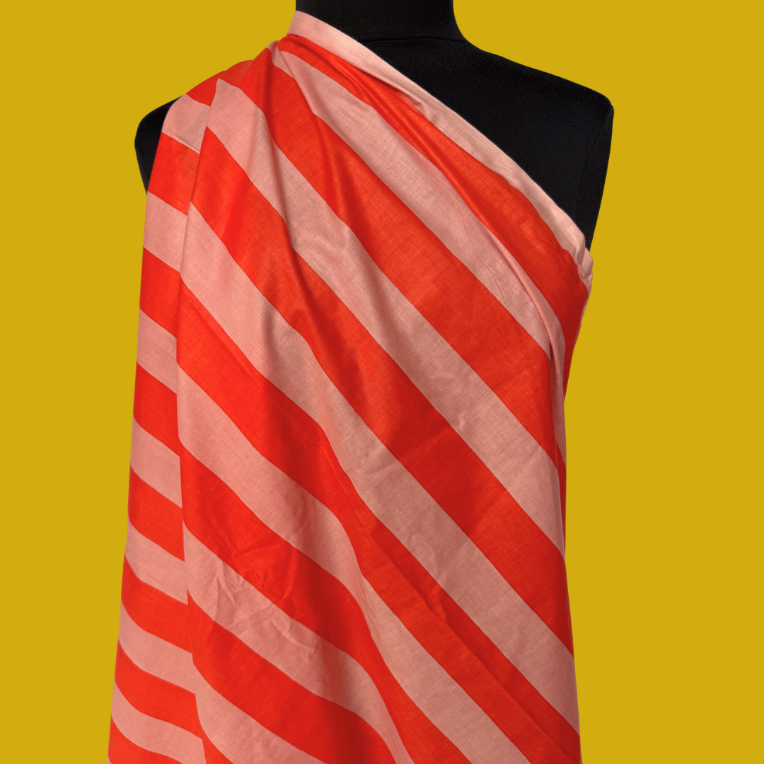 Wide Stripe in Mauve Circus - Screen Print Cotton