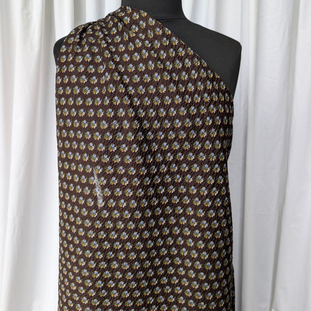 Moody Bouquets on Espresso Brown Cotton Lawn
