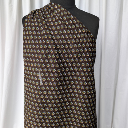 Moody Bouquets on Espresso Brown Cotton Lawn
