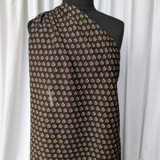Moody Bouquets on Espresso Brown Cotton Lawn