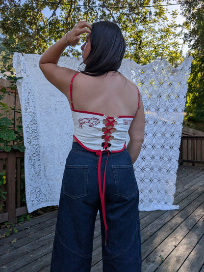 Wild West in Natural - Custom Embroidery on Cotton Canvas