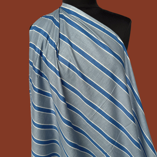 Sapphire Stripe - Screen Print Cotton