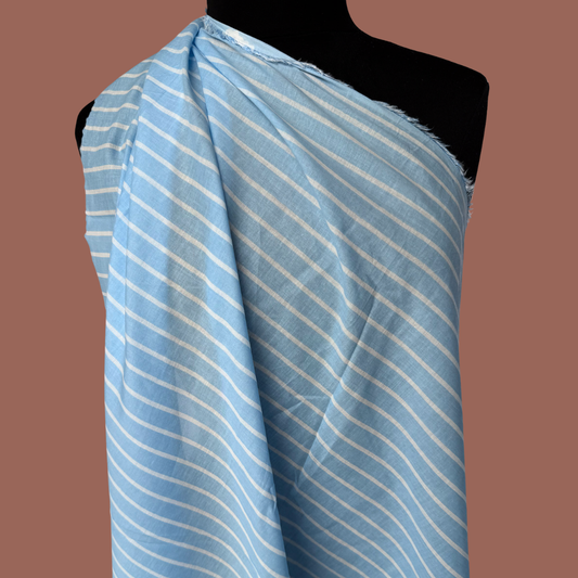 Pale Blue Pin Stripe - Screen Print Cotton