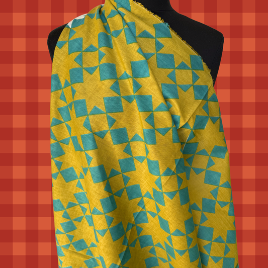 Patchwork Star in Pistachio Party by Kristy Kay - Linen Rayon