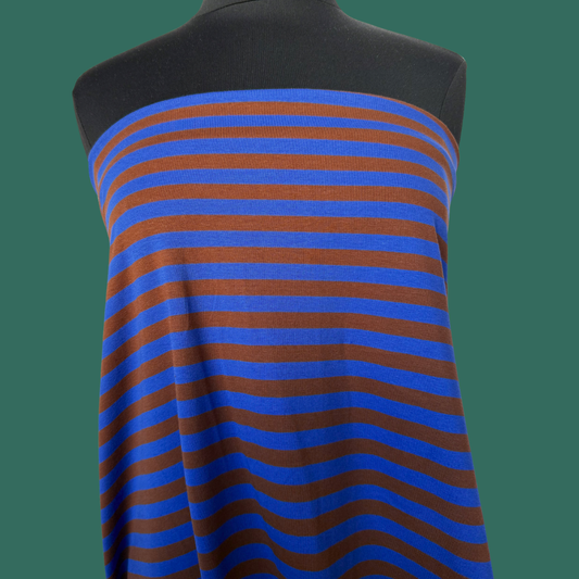 Cabin Stripe Jersey - Cobalt/Coffee