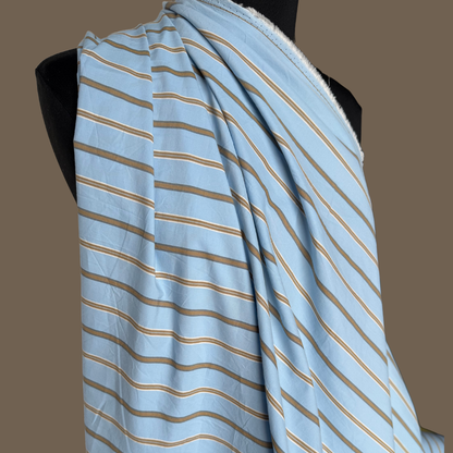 Crisp Cotton Shirting in Baby Blue Stripe
