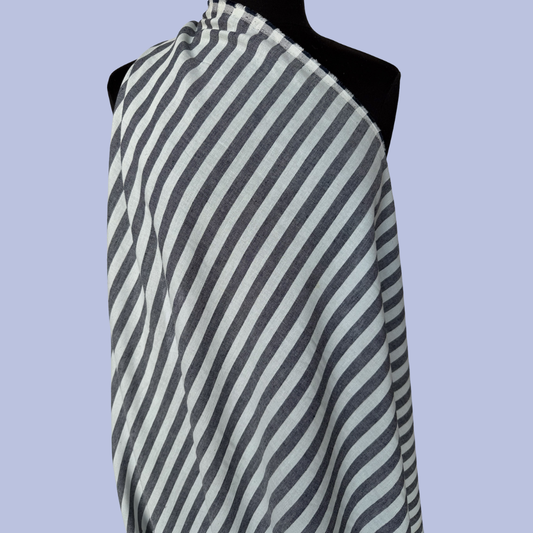 Striped Cotton Shirting in Grey - Deadstock